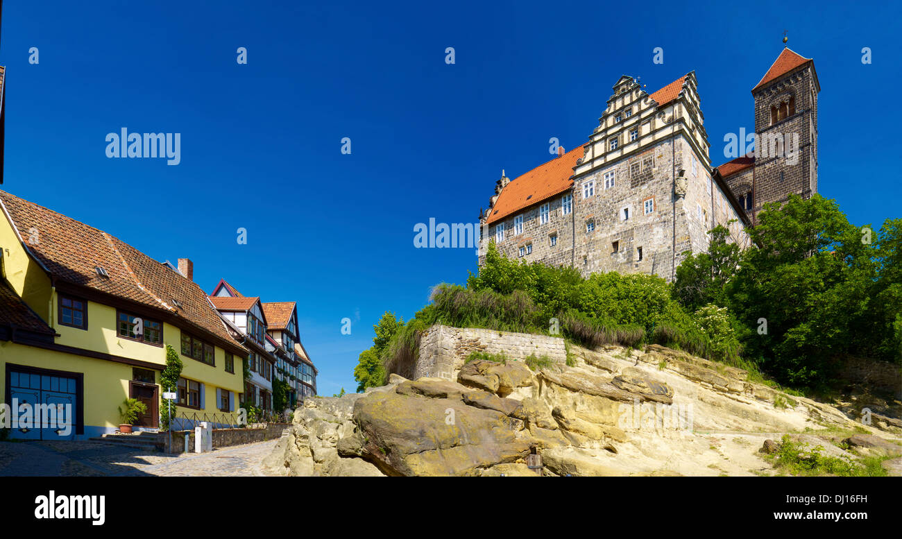 Houses at Castle Hill and Castle, Quedlinburg, Saxony-Anhalt, Germany Stock Photo
