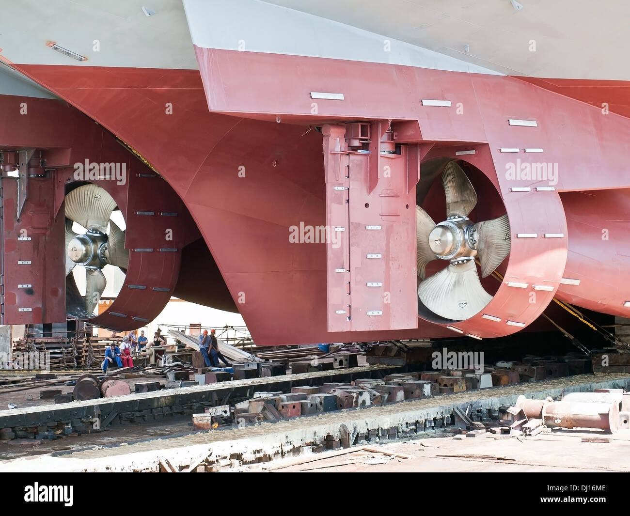 ship launching in shipyard side view of stern Stock Photo Alamy