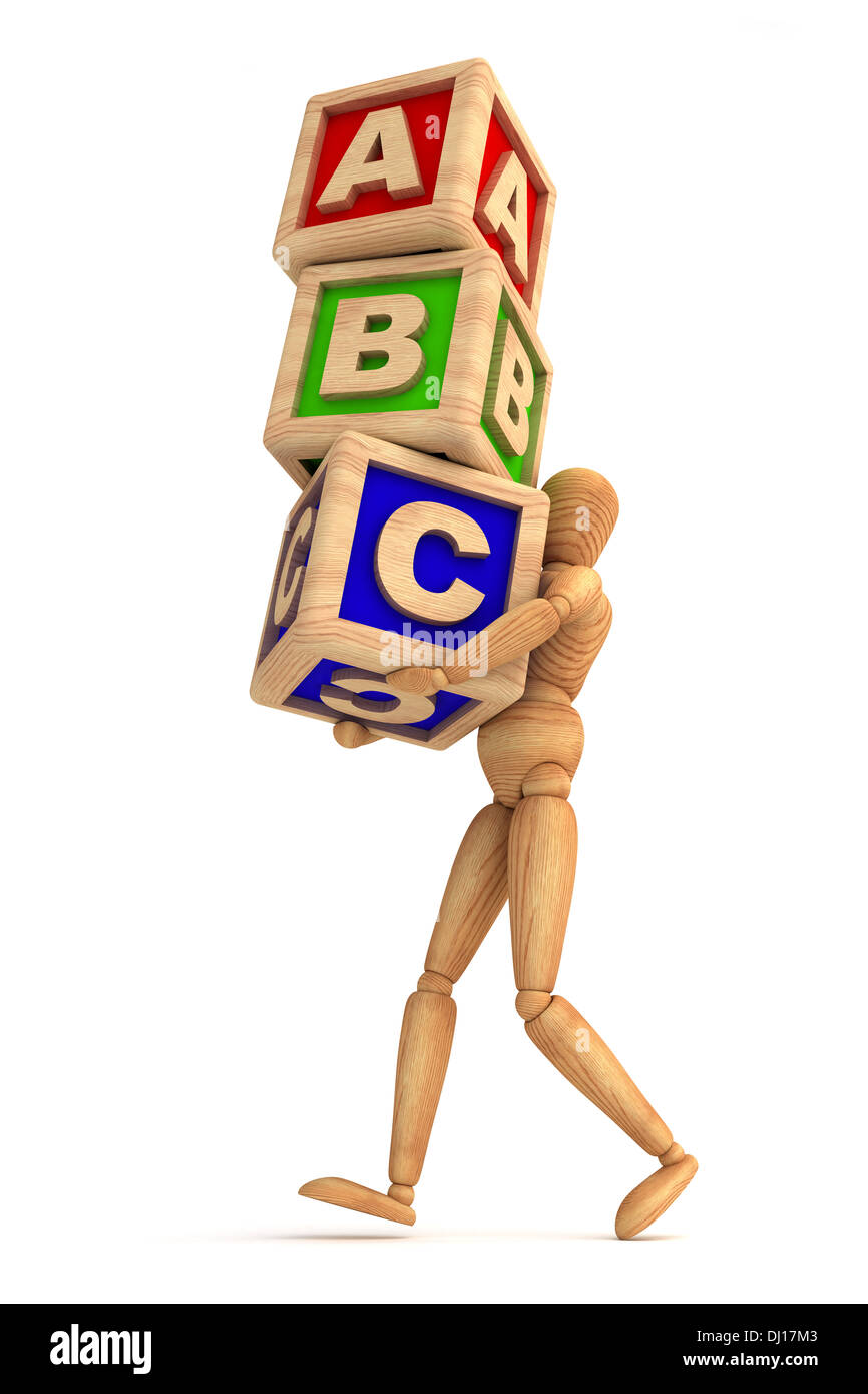 Dummy carrying cubes Stock Photo