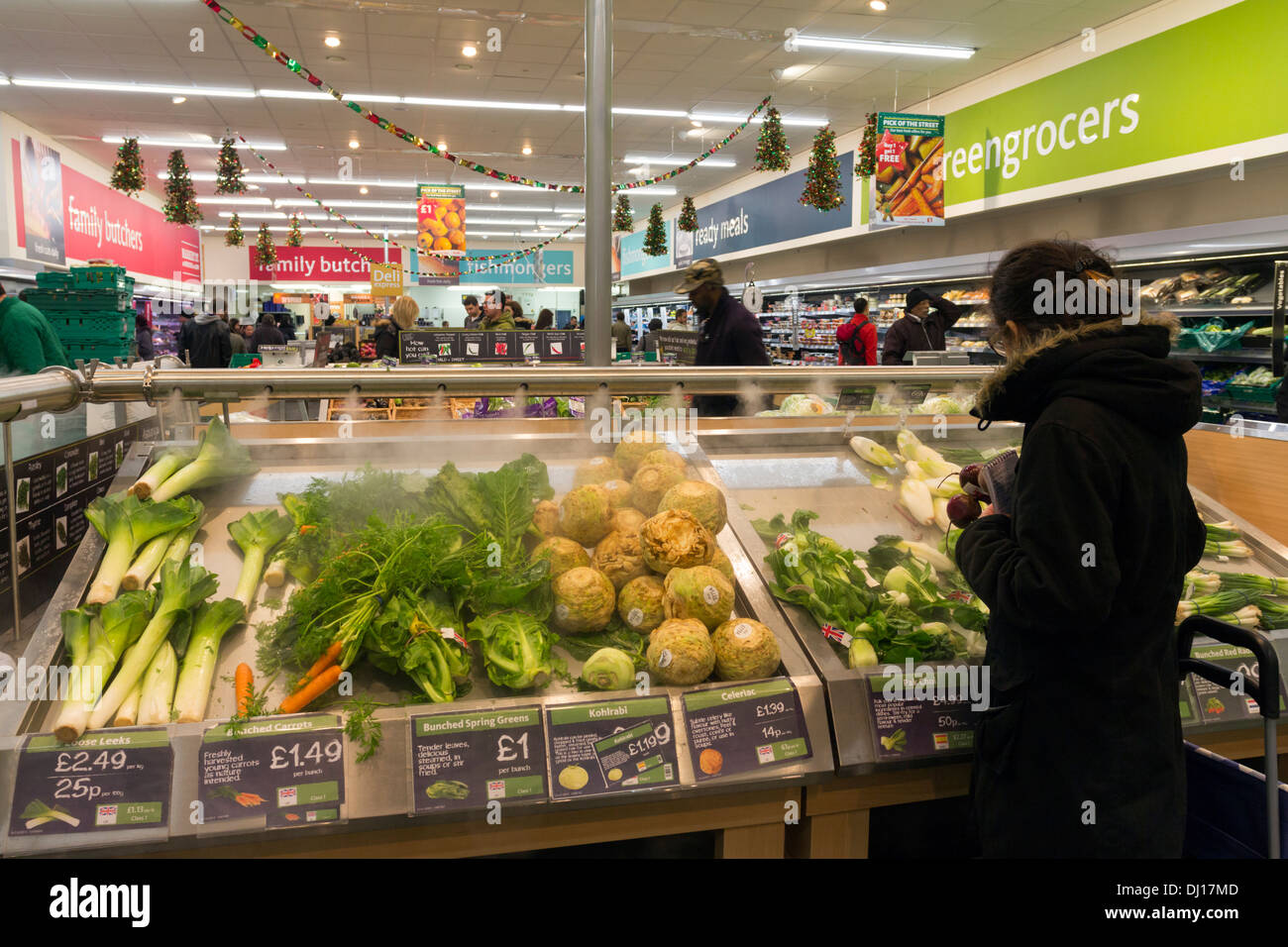 Fresh Vegetables - Morrisons Supermarket - Woodgreen - London Stock Photo