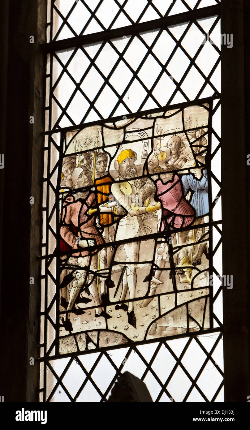 Exeter Cathedral, Stained glass windows, Stock Photo