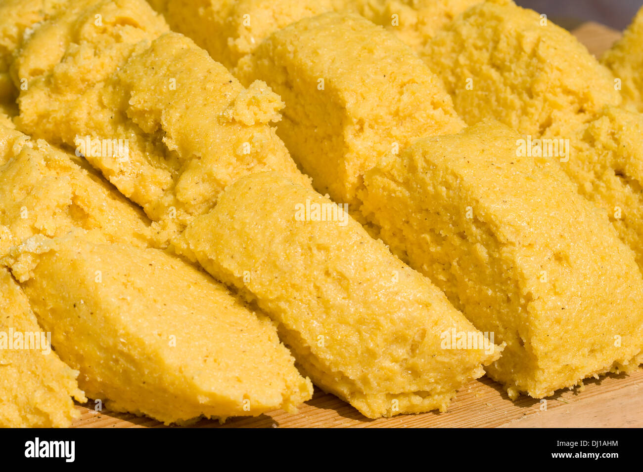 Corn porridge - traditional east European food made of corn flour, boiled in water. In some areas often replaces the bread. Stock Photo