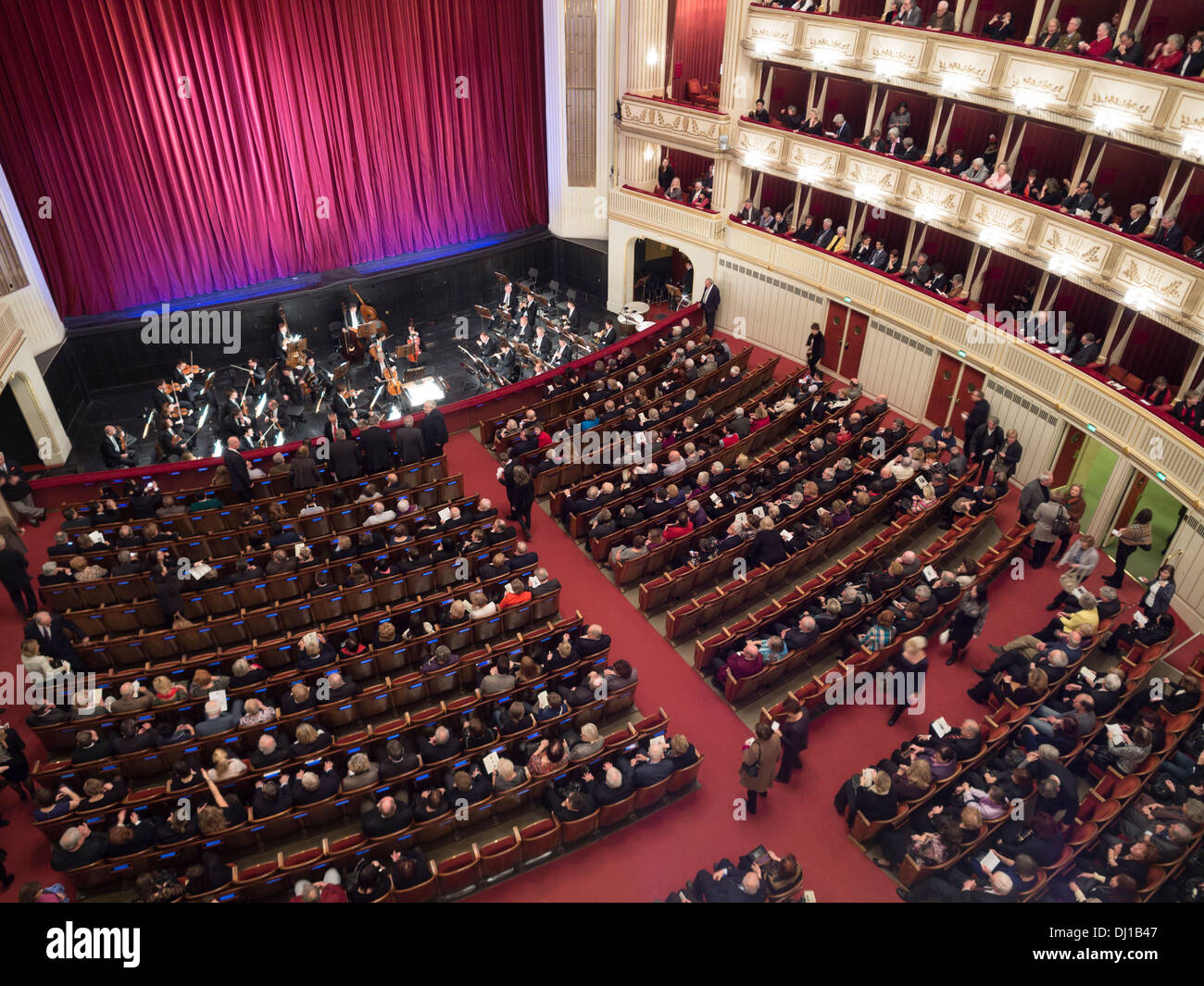 Before the Opera Patrons and the Orchestra get seated. The stage is