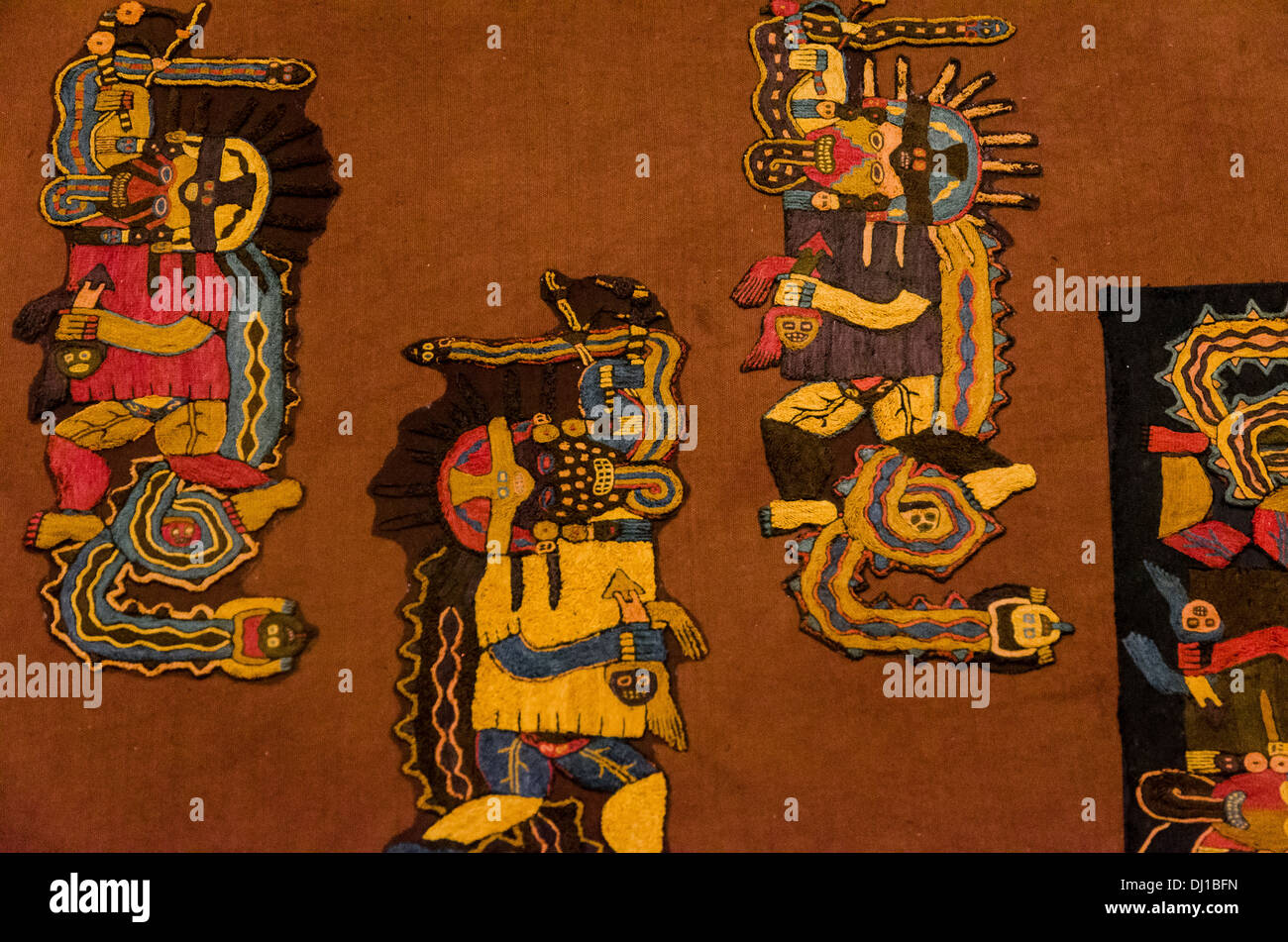 Paracas textil. Paracas culture 800 AC-100 BC. Stock Photo