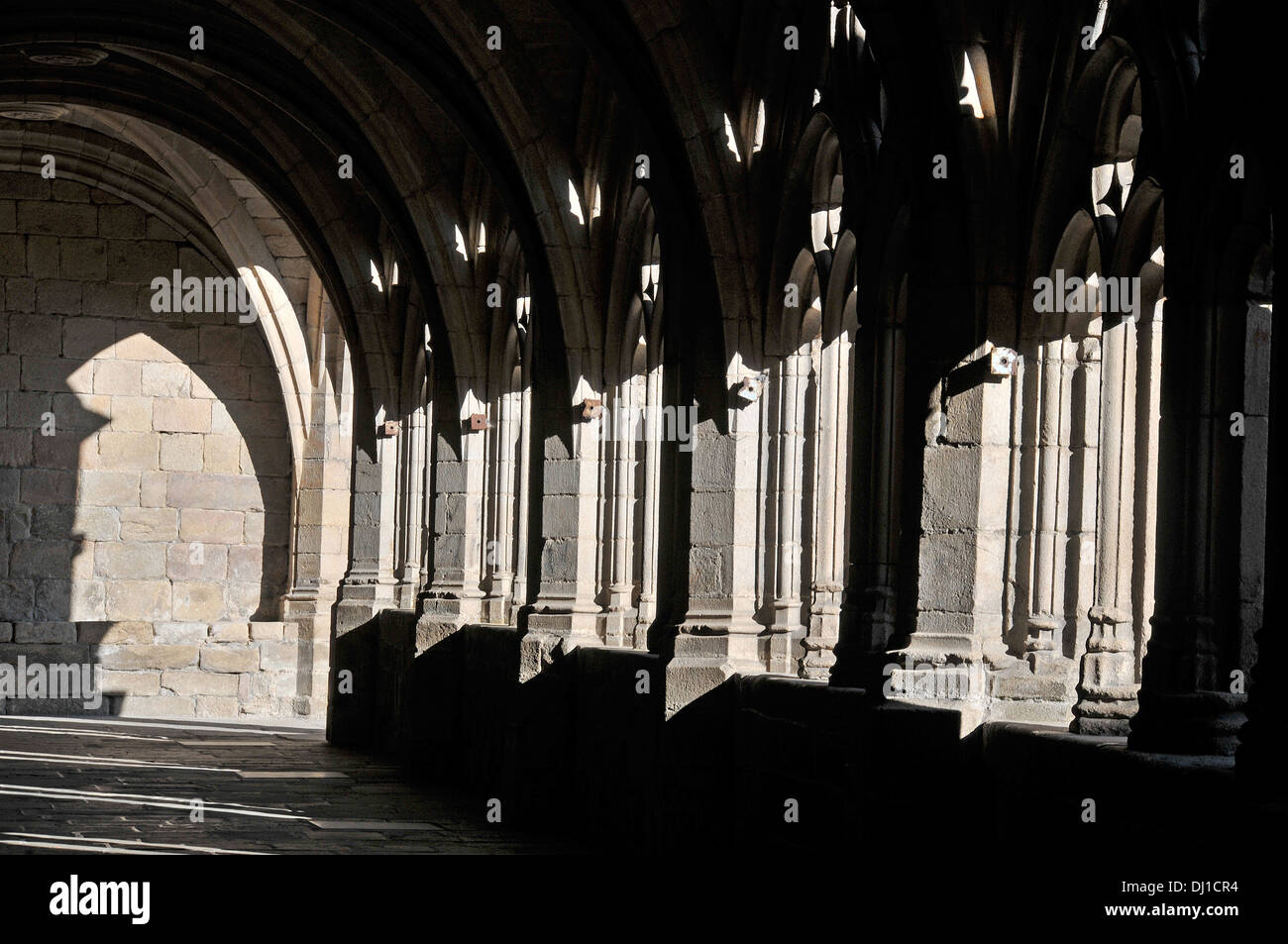 cloister of abbey La Chaise Dieu Haute Loire Auvergne Massif-Central France Europe Stock Photo