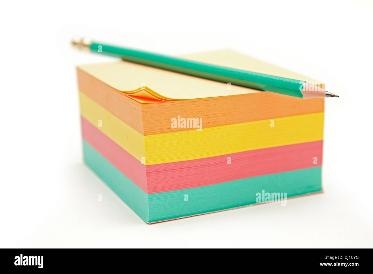 Notes block and sharpened graphite pencil ready to use Stock Photo - Alamy