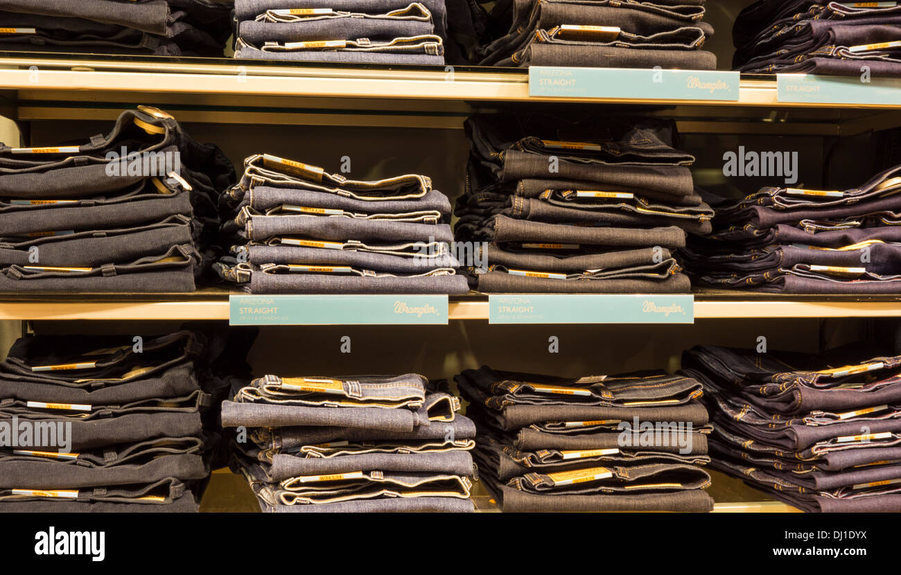 Wrangler jeans in Debenhams store. England, UK Stock Photo - Alamy