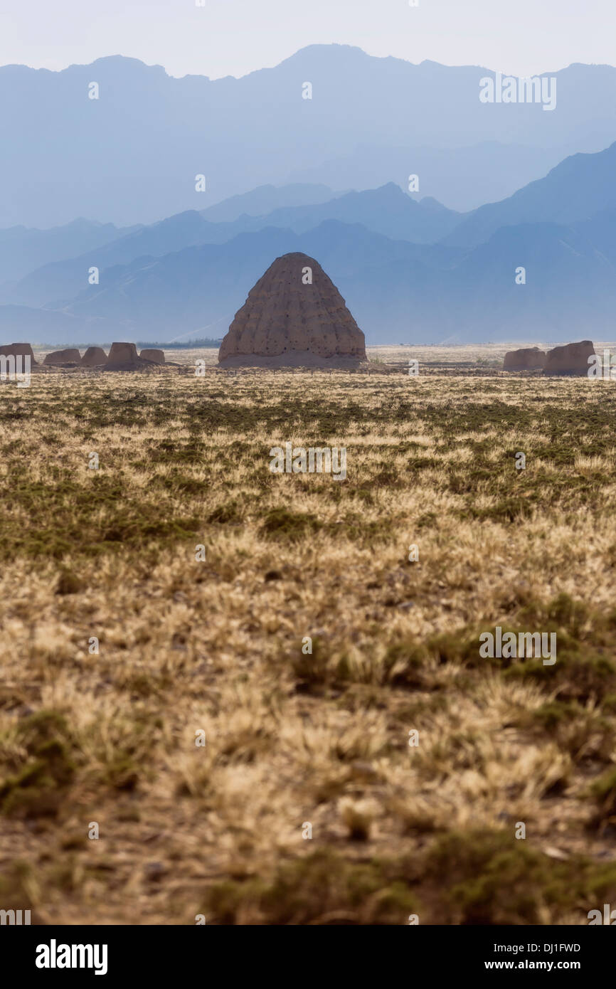 Xixia Imperial Tombs, Helan mountains, scenery in China Stock Photo