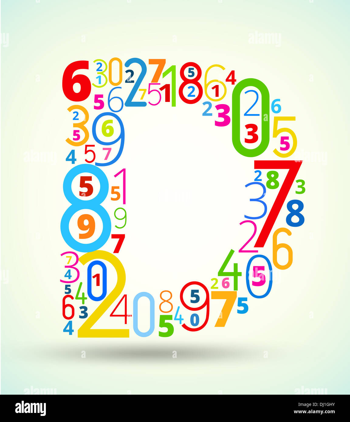 Letter D, colored vector font from numbers Stock Photo