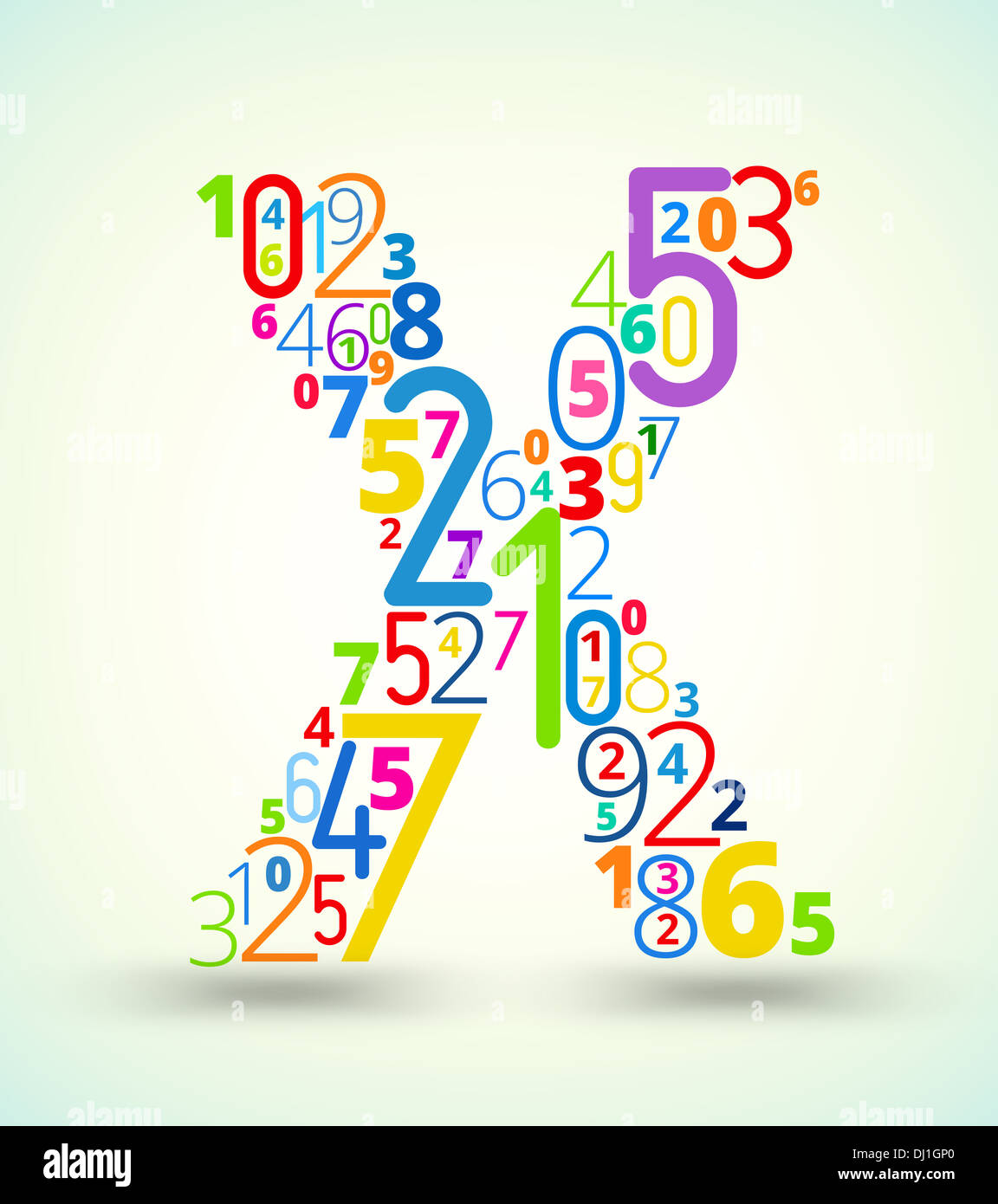 Letter X, colored vector font from numbers Stock Photo