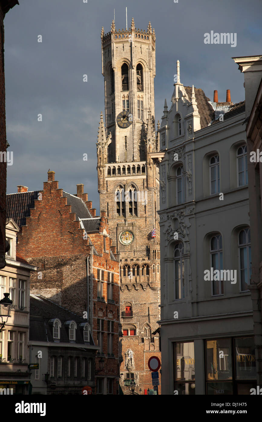 old town and Belfry in Bruges, Belgium Stock Photo