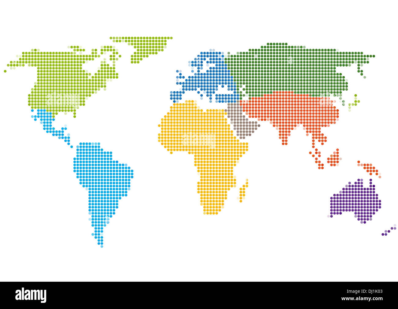 Dot style world map continents - Dot Style World Map With Continents DJ1K03 