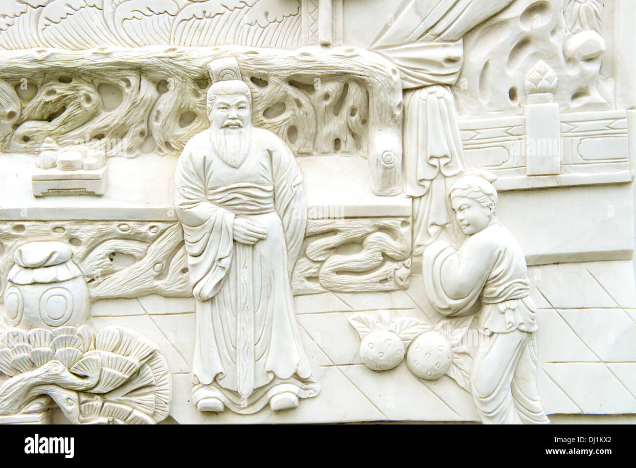 Chinese scholars carved on Chinese classical sculptures Stock Photo