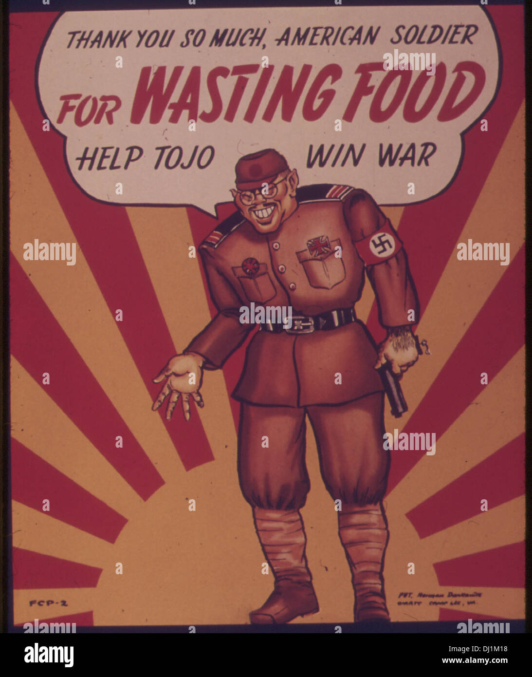 THANK YOU SO MUCH AMERICAN SOLDIER FOR WASTING FOOD - HELP TOJO WIN WAR. 530 Stock Photo