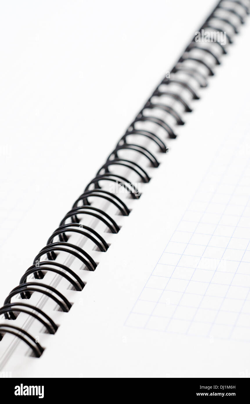 Closeup of notebook with black wire Stock Photo