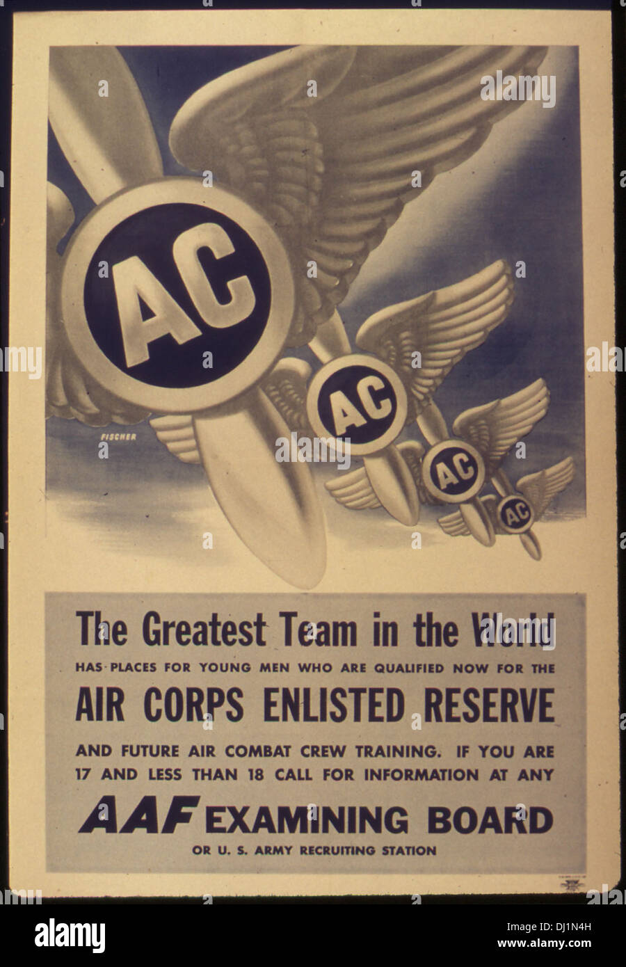 THE GREATEST TEAM IN THE WORLD. AAF EXAMINING BOARD OR U.S. ARMY RECRUITING STATION 610 Stock Photo