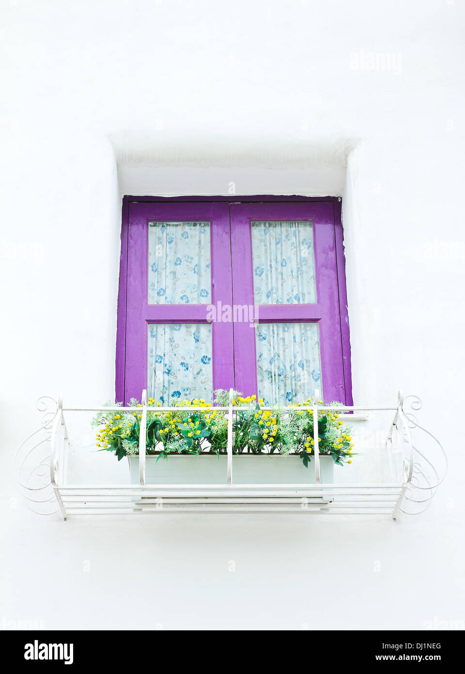 Window and flower box Stock Photo