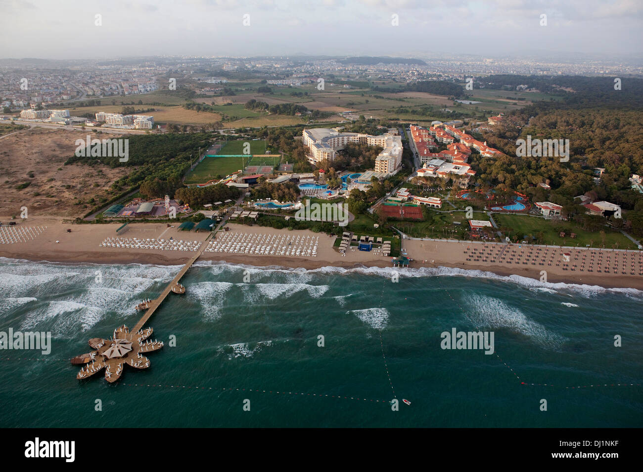 Aerial view of Sueno Beach Hotel Side Antalya Turkey Stock Photo