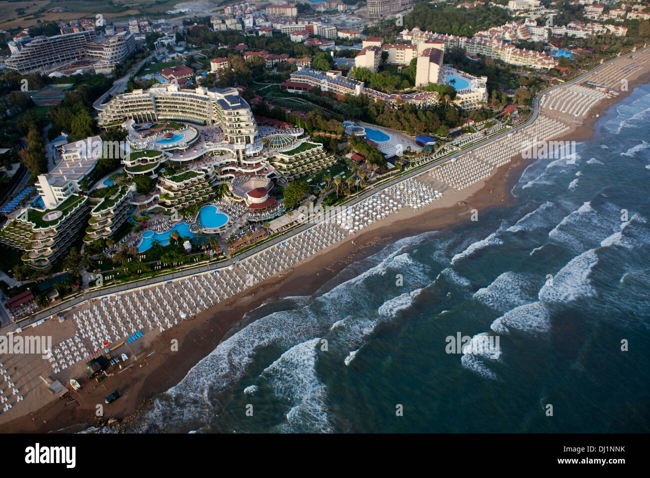 Aerial view of Side Beach Hotels Antalya Turkey Stock Photo - Alamy