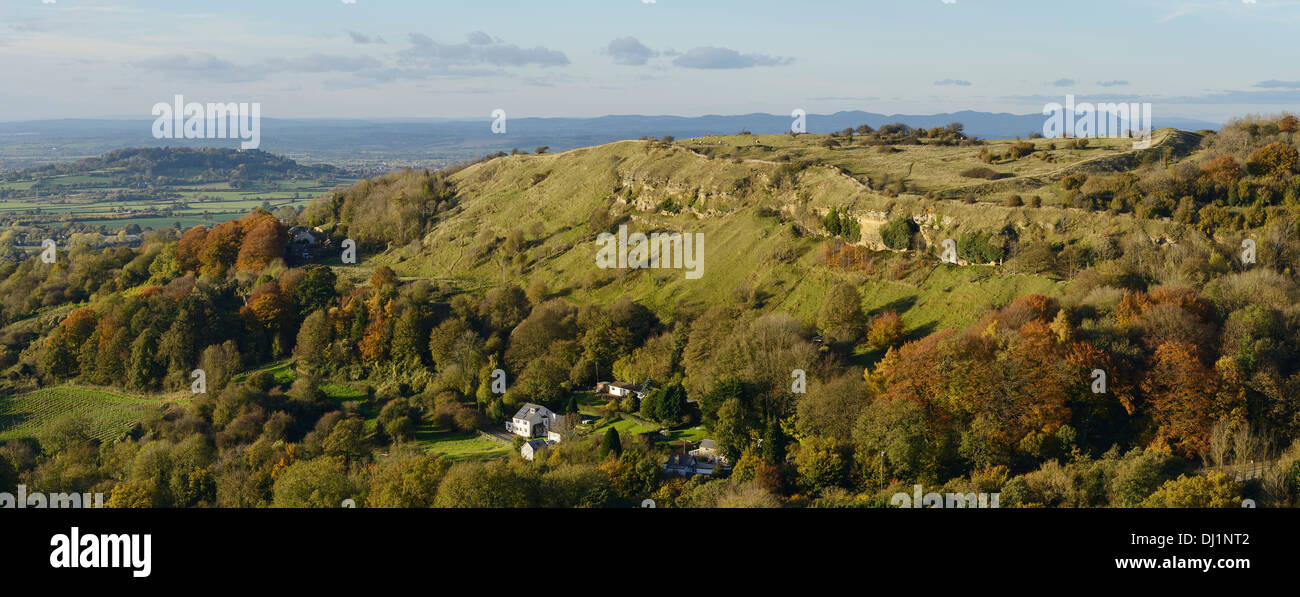 The view of Crickley Hill from Barrow Wake at Birdlip Gloucestershire UK Stock Photo