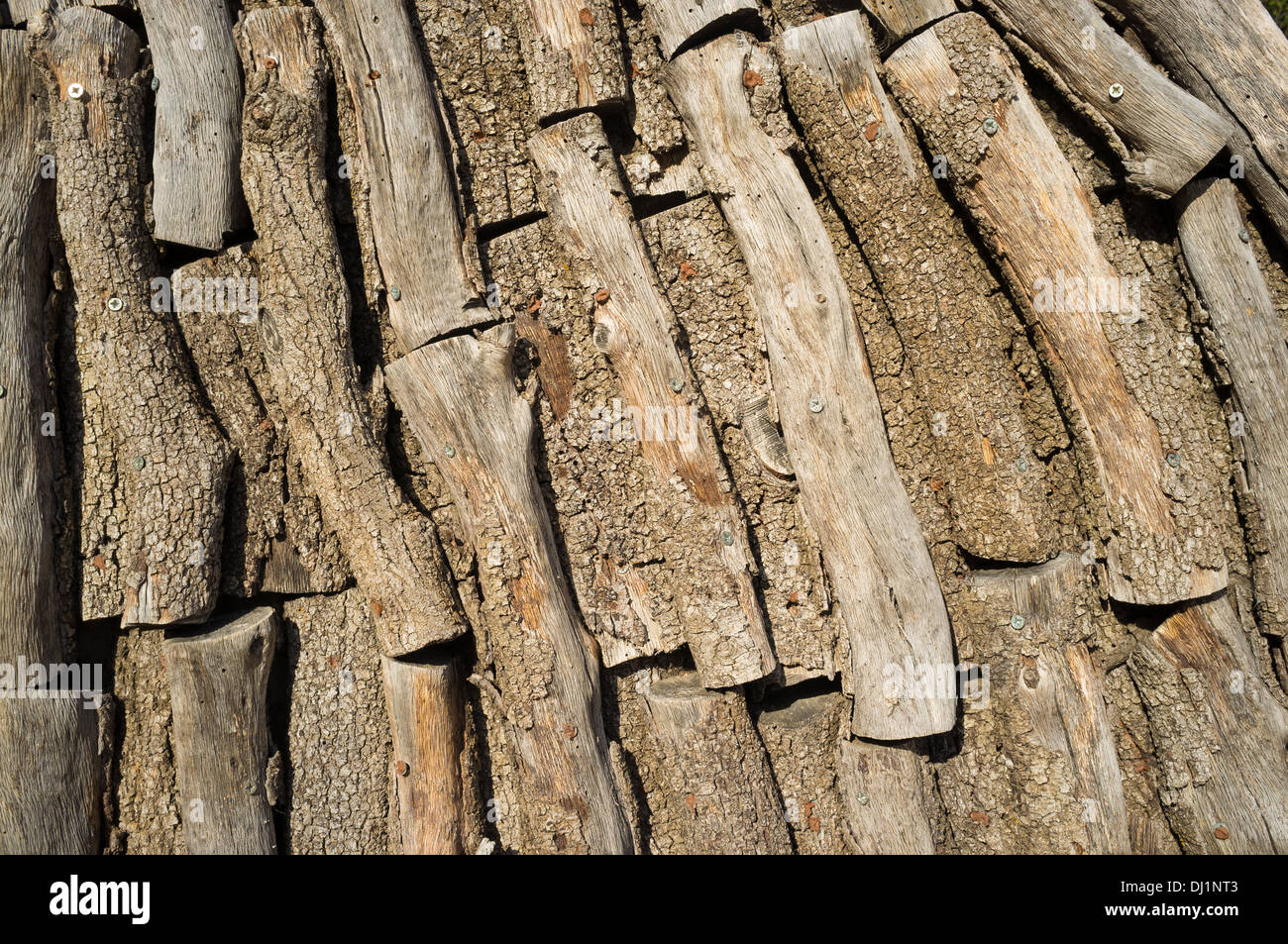 Piled logs inside a traditional charcoal kiln Stock Photo Alamy