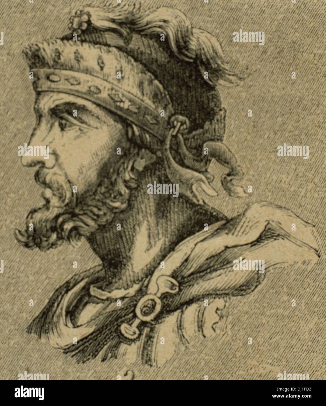 Athanagild (died 567). Visigothic King of Hispania and Septimania. Engraving. Stock Photo