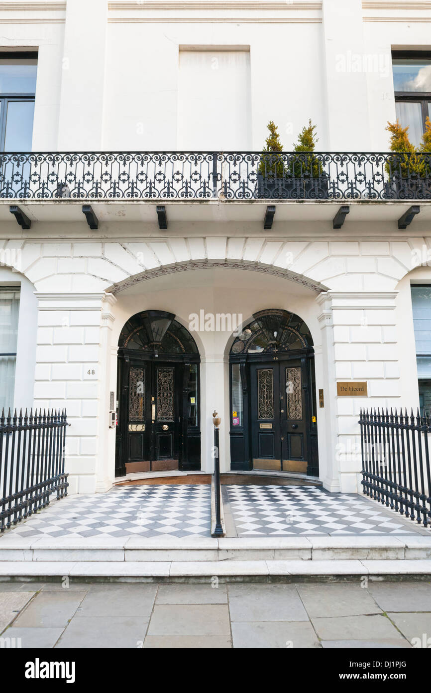 Front door in a classic Victorian mansion in Portland Place, London, UK Stock Photo