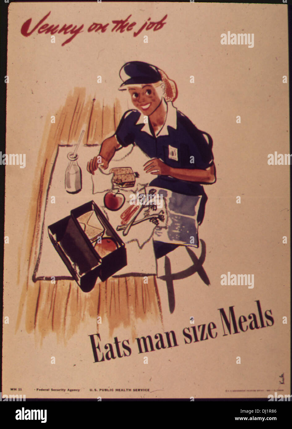 Jenny on the job - Eats man sized meals 683 Stock Photo
