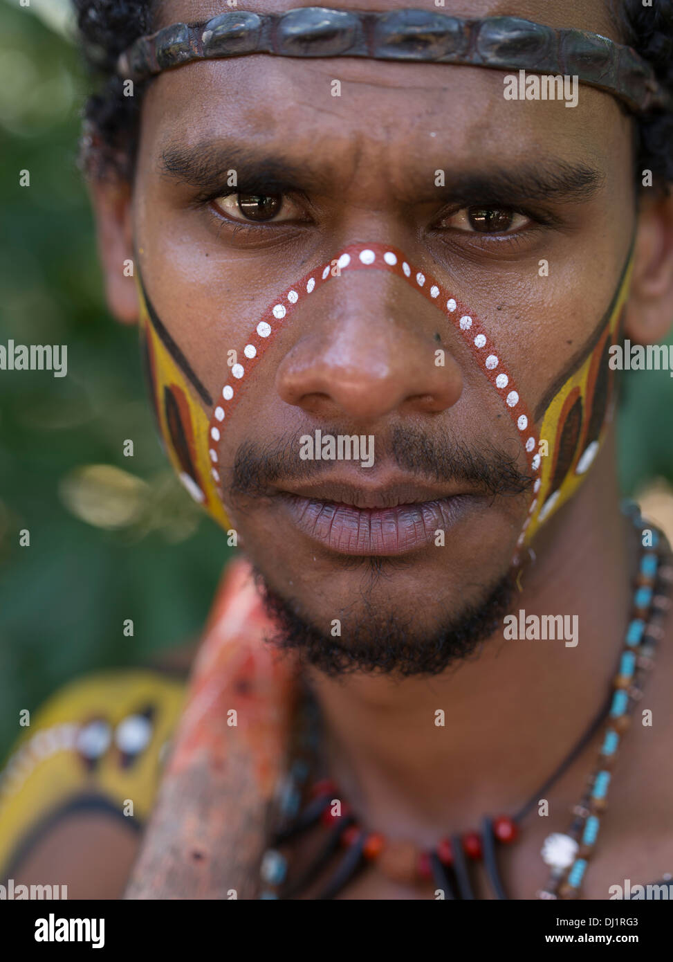 Tjapukai Warrior Australian Aboriginal People of the North Queensland Wet Tropics Stock Photo