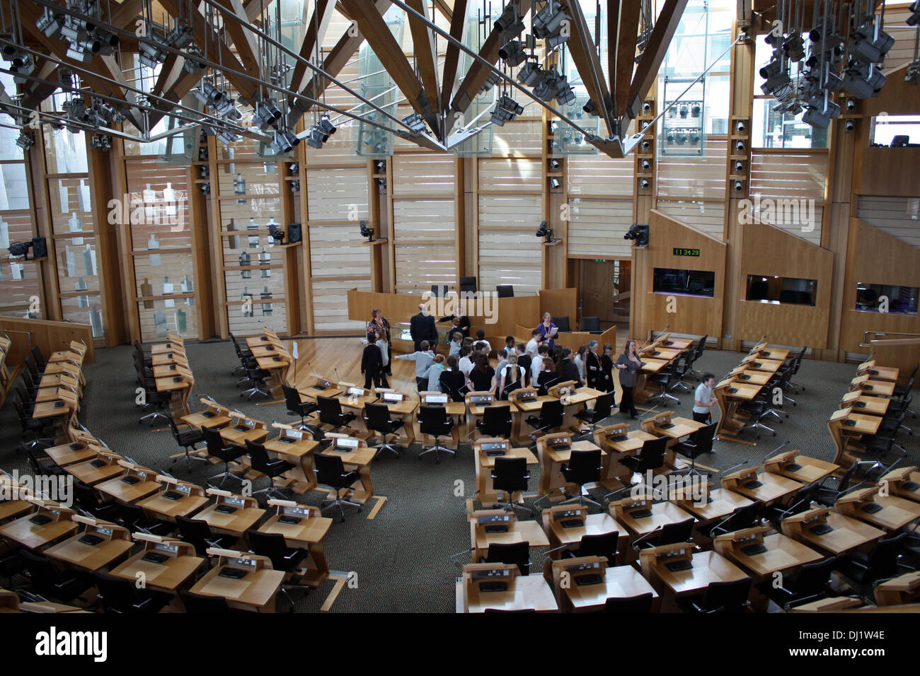 Debating Chamber of Scottish Parliament in Edinburgh Stock Photo