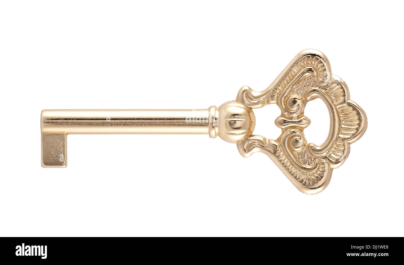 Golden key with clipping path Stock Photo - Alamy