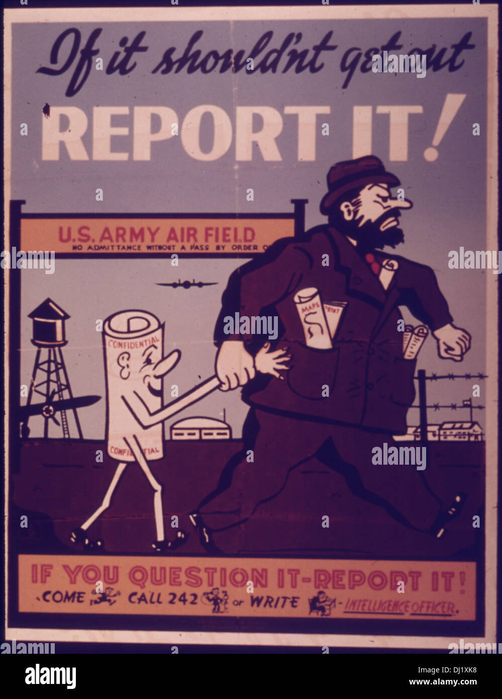 This World War II propaganda poster urges citizens to report suspicious ...