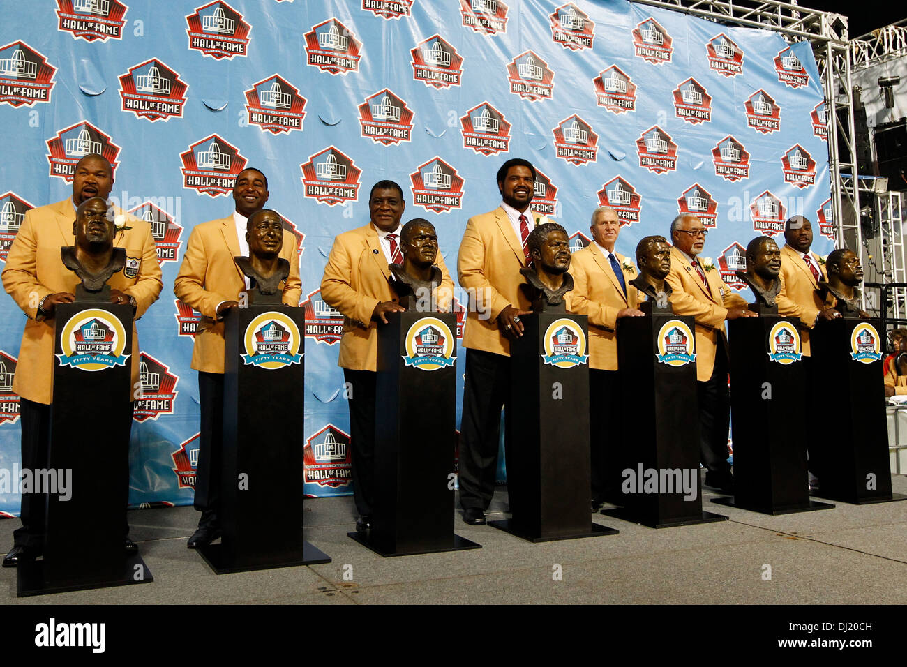 The NFL Class of 2013 Enshrinement Ceremony at Fawcett Stadium in Canton, OH. Stock Photo
