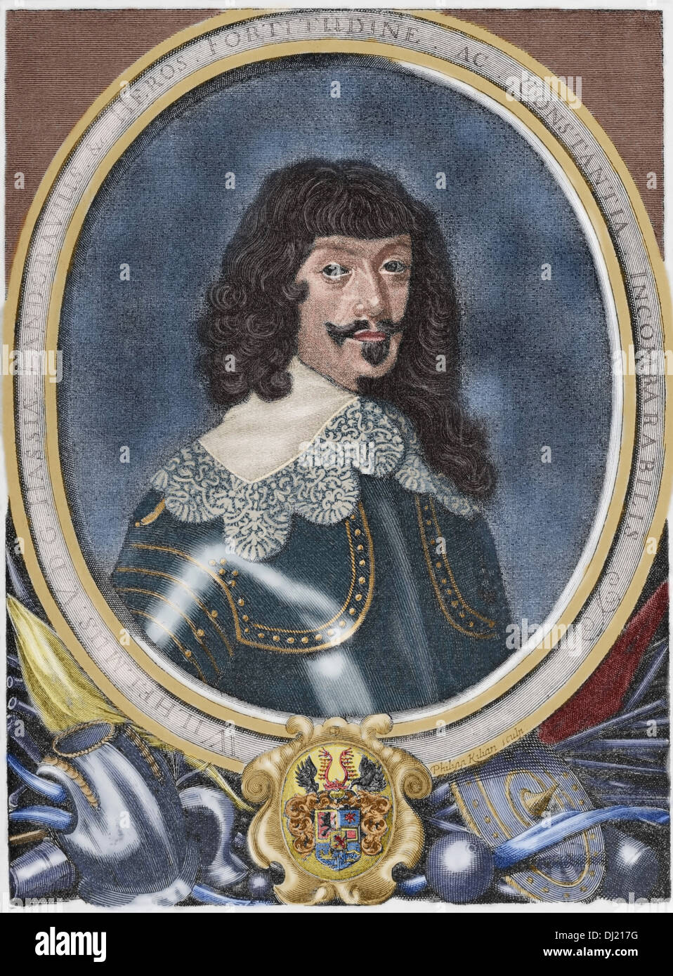 William V of Hesse-Kassel (1602-1693). Landgrave of Hesse-Kassel. Colored engraving. Stock Photo