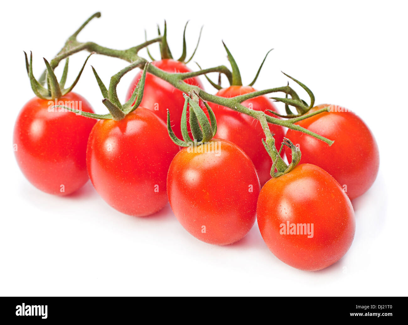 Branch red cherry tomatoes isolated on white Stock Photo - Alamy