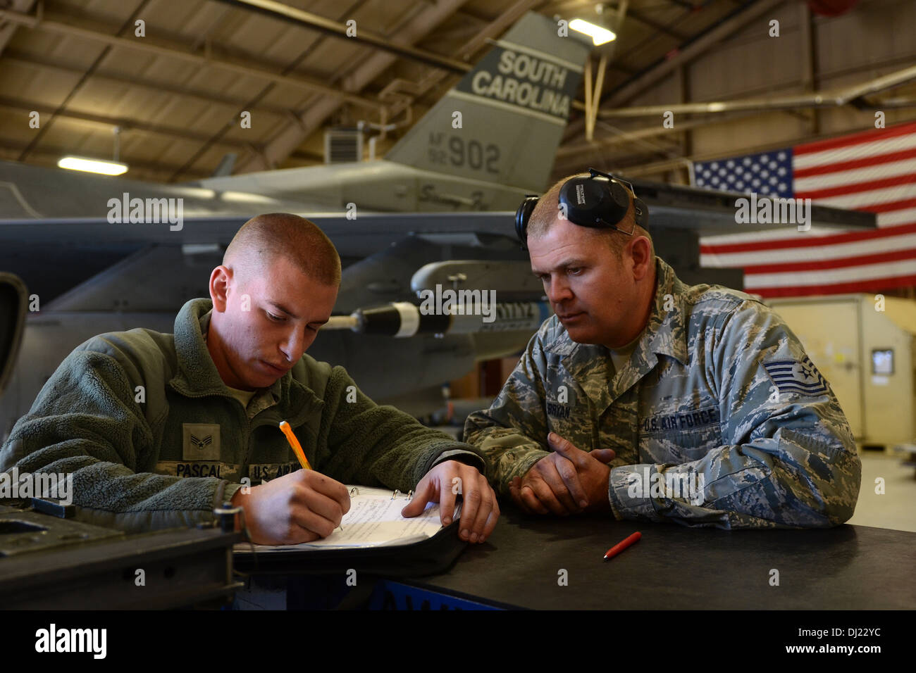 Document maintenance performed on an f 16 fighting falcon fighter jet