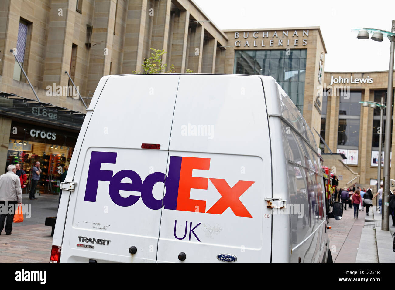 FedEx van parked on Sauchiehall Street in Glasgow city centre, Scotland, UK Stock Photo