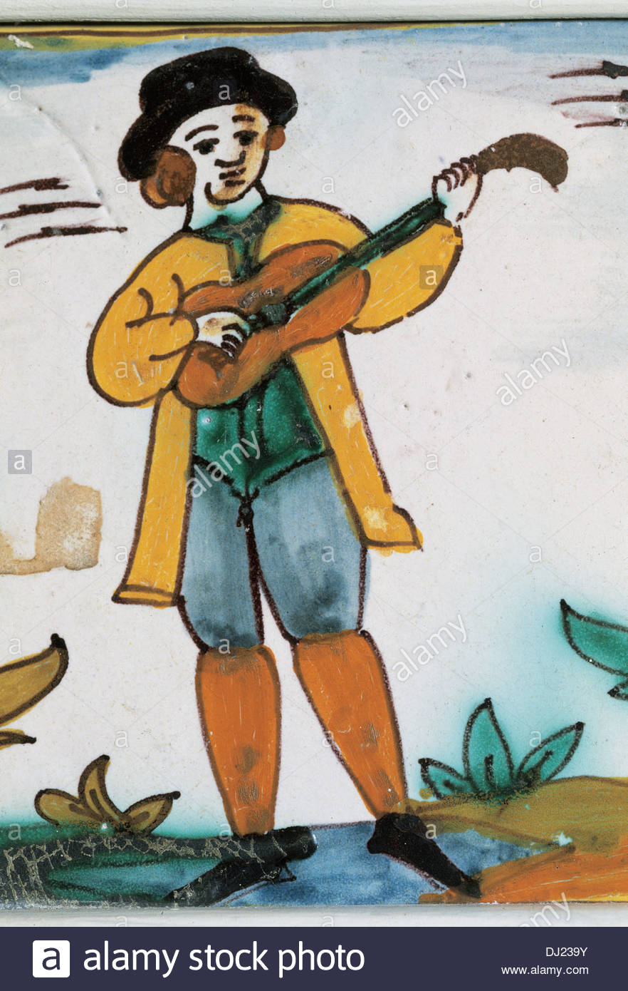 Spain. 18th century. Catalan ceramic. Tiles of trades. Musician ... Spain. 18th century. Catalan ceramic. Tiles of trades. Musician ...