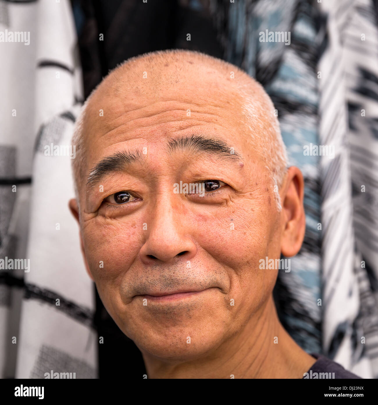 Portrait of a smiling Japanese man, Kyoto, Japan Stock Photo