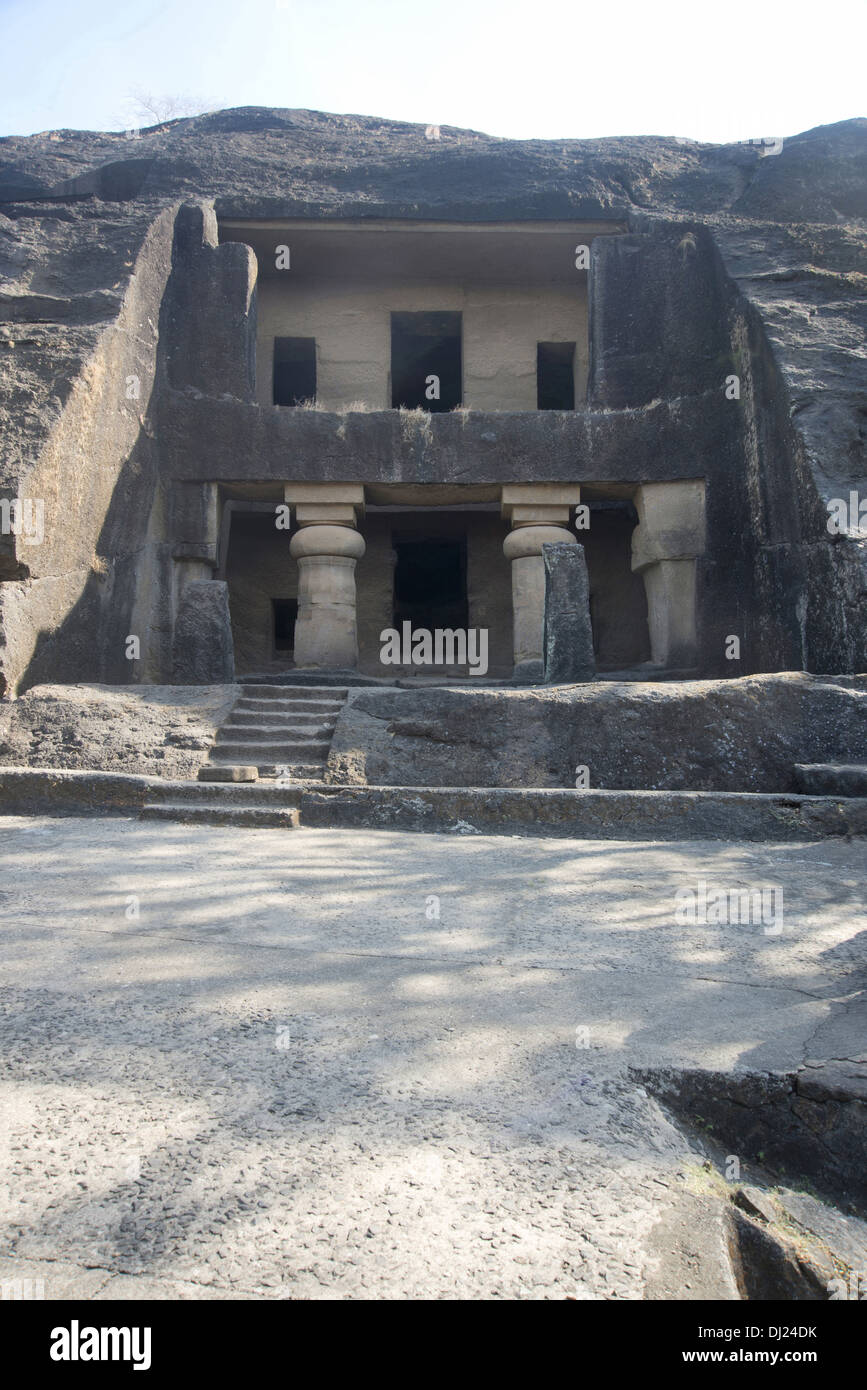 Cave 1 : General View. Kanheri Caves, Borivali, Mumbai, Maharashtra, India. Stock Photo