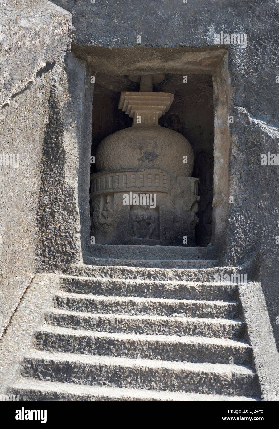 Small shrine. Kanheri Caves, Borivali, Mumbai, Maharashtra, India Stock Photo