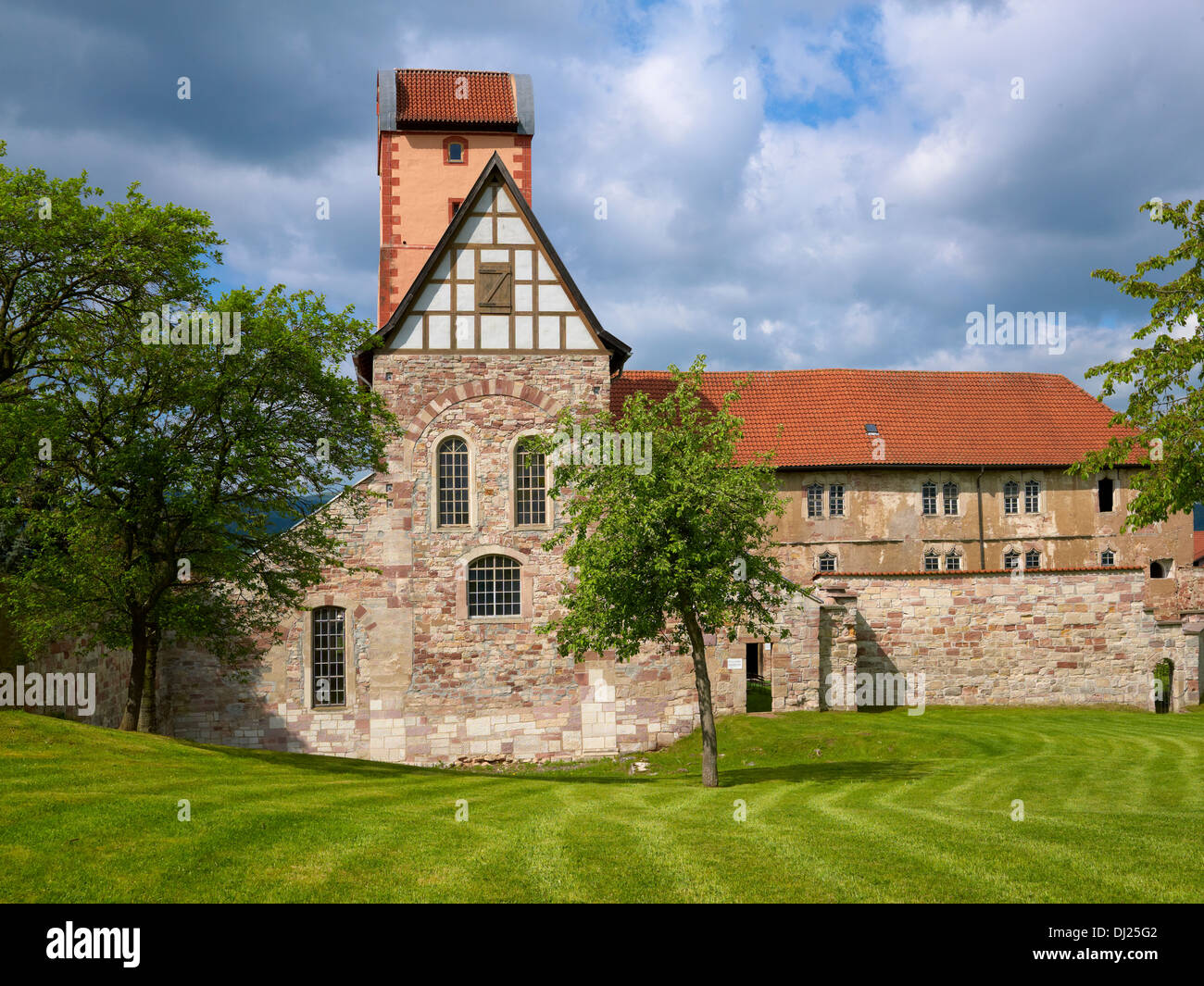 Romanesque basilica on Breitungen Castle, Thuringia, Germany Stock Photo