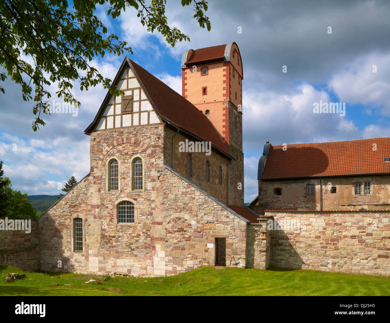 Romanesque basilica on Breitungen Castle, Thuringia, Germany Stock Photo