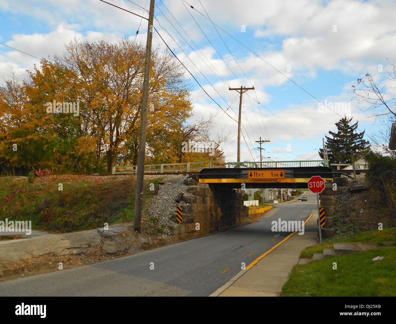 Bridge 5+92, Northern Central Railway on the NRHP since May 4, 1995. On the Northern Central railroad tracks over South Main Street, north of Pennsylvania Route 214, Seven Valleys, York County, Pennsylvania Stock Photo