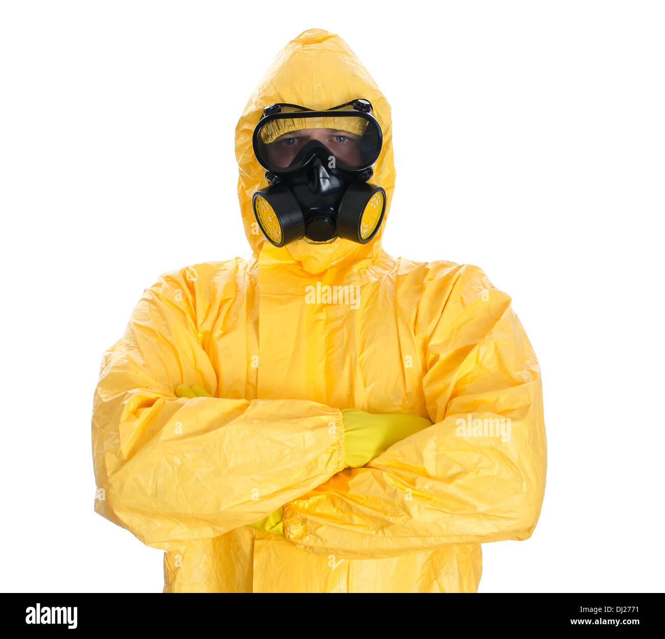 Man in protective hazmat suit. Isolated on white Stock Photo Alamy