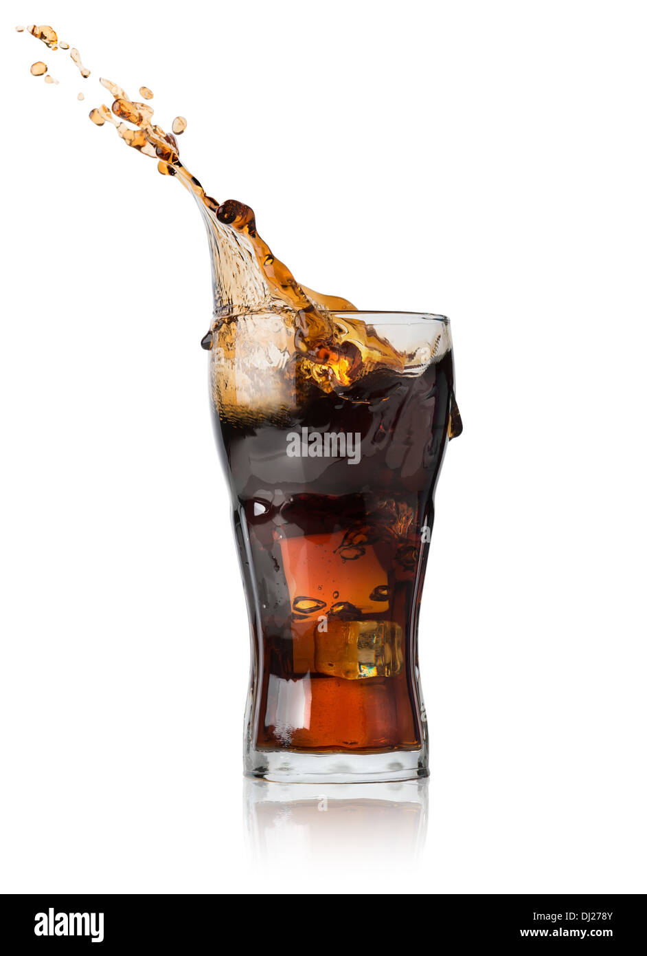 Cola with ice in glass isolated on a white background Stock Photo - Alamy