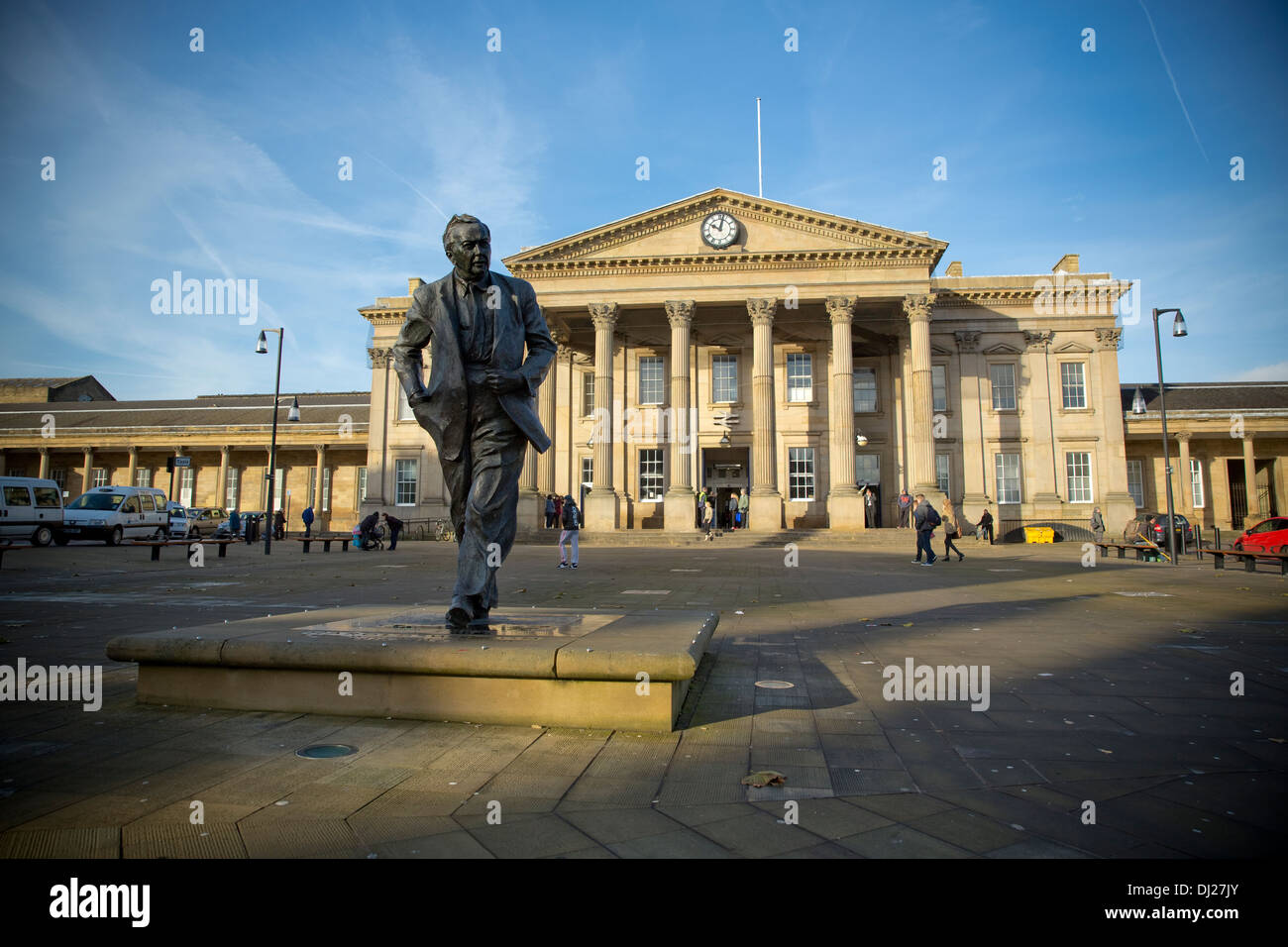 Harold Wilson Prime Minister Statue outside Huddersfield Railway