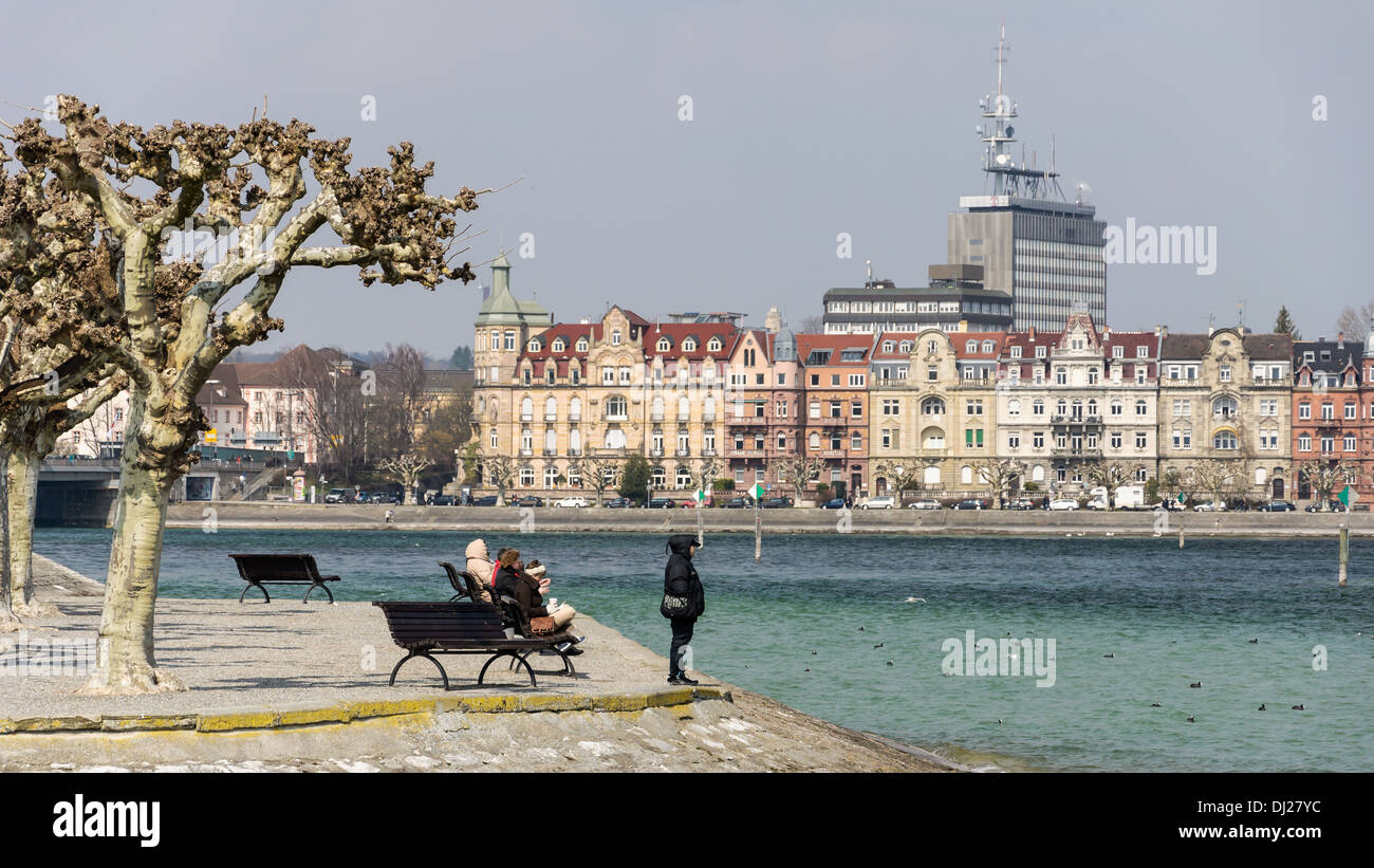 Konstanz, Germany: People on the lake shore. Stock Photo