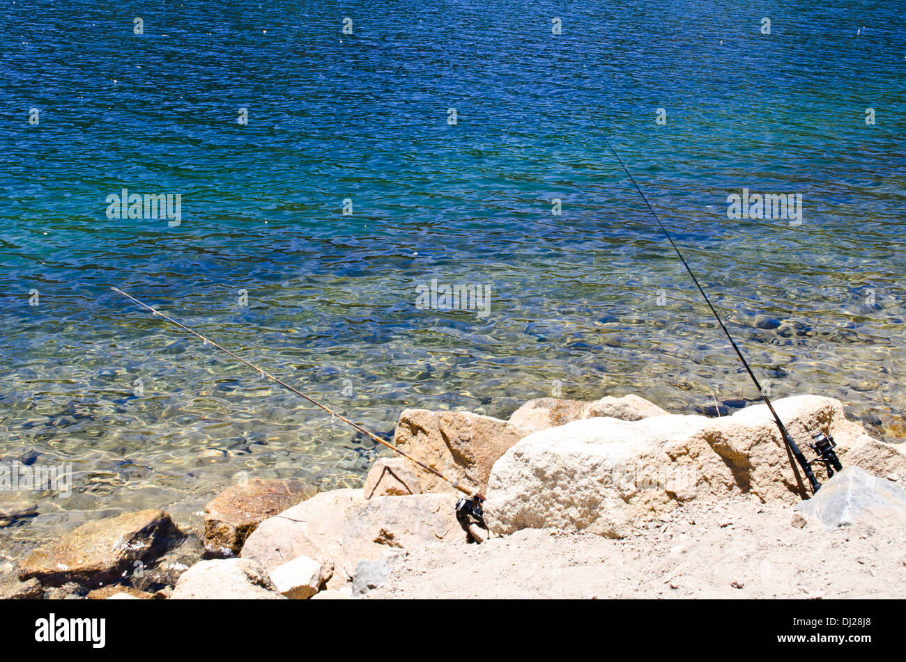 Fishing spot at the lake Stock Photo