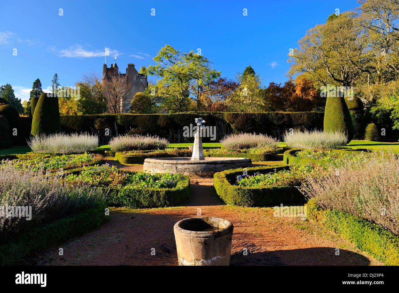 Crathes Castle Garden near Banchory, Aberdeenshire, Scotland Stock Photo